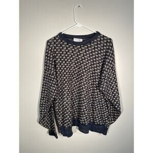 Tricots St Raphael Sweater Mens Sz L Tan Checkerboard‎ Pullover